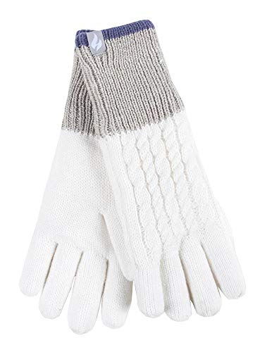 HEAT HOLDERS - Damen Winter Fleece Strick Elegant Norwegermuster Handschuhe (S-M, Cream) von HEAT HOLDERS