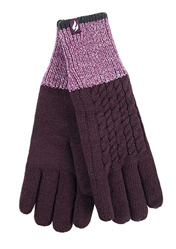 HEAT HOLDERS - Damen Winter Fleece Strick Elegant Norwegermuster Handschuhe (S-M, Mulberry) von HEAT HOLDERS