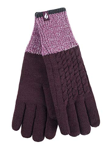 Heat Holders - Damen Winter Fleece Strick Elegant Norwegermuster Handschuhe (S-M, Mulberry) von Heat Holders