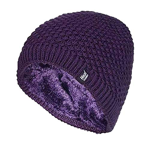 HEAT HOLDERS - Damen Winter Warm Strick Beanie/Mütze mit Fleecefutter (One Size, Purple (Nora)) von HEAT HOLDERS