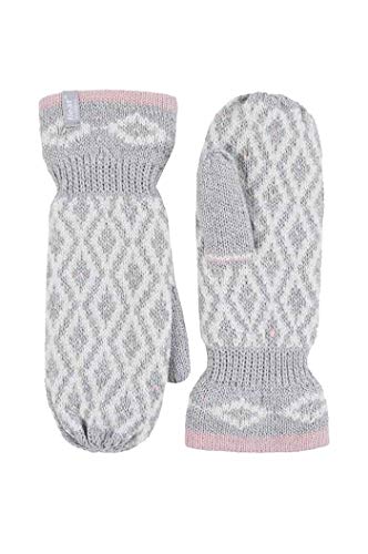 HEAT HOLDERS - Damen winter bunt fleece gestrickt strick fäustlinge handschuhe mit innenfutter (One size, Light Grey) von HEAT HOLDERS