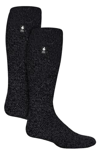 HEAT HOLDERS Herren 2 Paar Thermo Kniestrümpfe Dicke Winter Warme Extra Lang Socken mit Innenfleece für Winter (39-45, Holzkohle) von HEAT HOLDERS