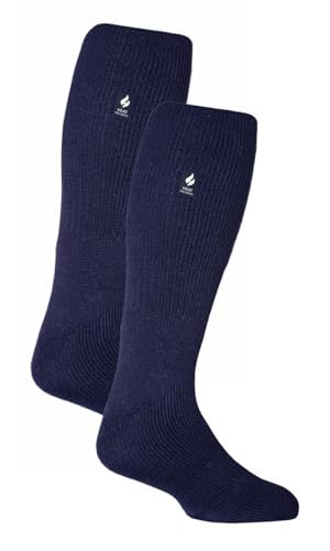 HEAT HOLDERS Herren 2 Paar Thermo Kniestrümpfe Dicke Winter Warme Extra Lang Socken mit Innenfleece für Winter (39-45, Marine) von HEAT HOLDERS