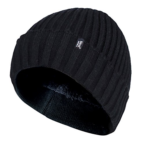 HEAT HOLDERS - Herren Acryl Innen Fleece Winter Beanie Strickmütze mit Umschlag (Schwarz (Tor), One Size) von HEAT HOLDERS