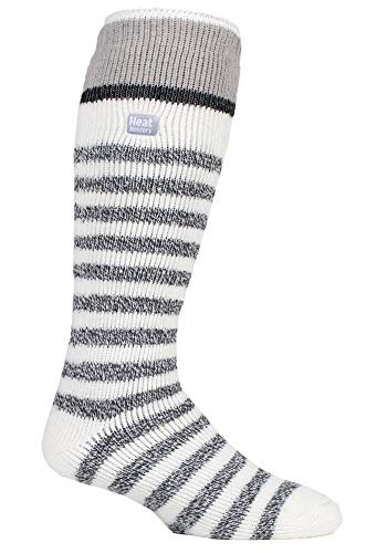 HEAT HOLDERS - Herren Bunt Muster Warm Dicke Gestreift Extra Lang Thermo Skisocken mit Gepolstert (39-45, Creme-Streifen) von HEAT HOLDERS