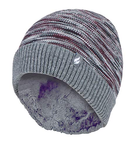 HEAT HOLDERS - Herren Elegant Muster Fleece Gefüttert Strick Beanie/Mütze für Winter und Herbst (Einheitsgröße, Grau) von HEAT HOLDERS