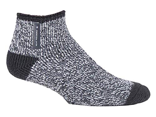 HEAT HOLDERS - Herren Flauschig Innenfell Uni und Gestreift Bettsocken/Kuschelsocken für Zuhause (Charcoal Twist (Aubin), 39-45 EU) von HEAT HOLDERS