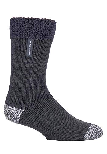 HEAT HOLDERS - Herren Flauschig Innenfell Uni und Gestreift Bettsocken/Kuschelsocken für Zuhause (Holzkohle (Lumi), 39-45 EU) von HEAT HOLDERS