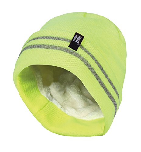 HEAT HOLDERS - Herren Neon Reflektierend Arbeit Winter Thermo Innenfutter Mütze Beanie (Einheitsgröße, Hi Vis Gelb) von HEAT HOLDERS