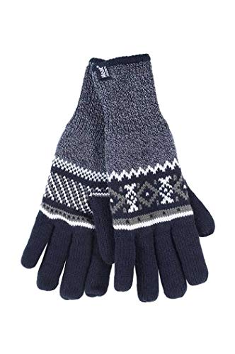 HEAT HOLDERS - Herren Winter Fleece Strick Elegant Gestreift Handschuhe (Marine (Karlstad), L/XL) von HEAT HOLDERS