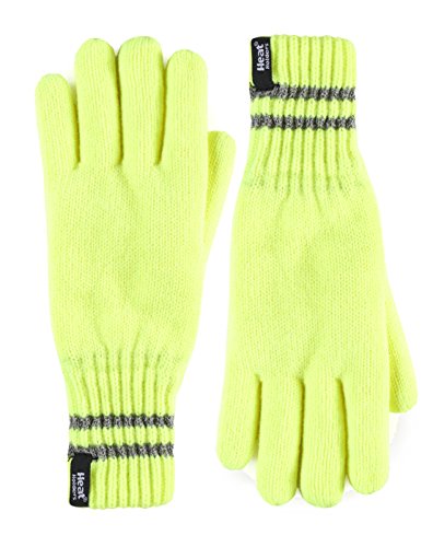 HEAT HOLDERS Herren Winter Warm Hi Vis Reflektierend Thermo Handschuhe in Orange Gelb und Schwarz (L-XL, Hi-Vis Gelb) von HEAT HOLDERS