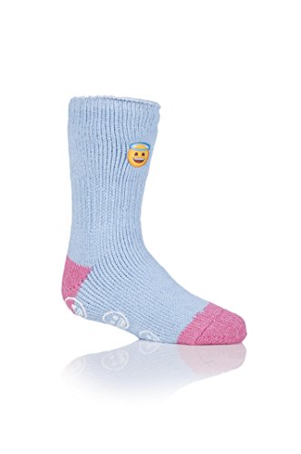 HEAT HOLDERS Kinder 1 Paar SockShop Slippersocken mit Emoji Engelsgesicht - Blau 31-36 Kinder von HEAT HOLDERS