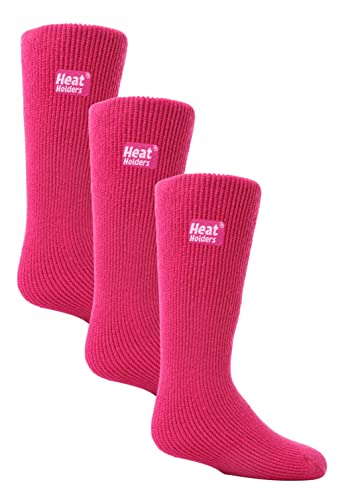 HEAT HOLDERS Kinder Thermosocken für Gummistiefel 3er Pack Jungen Mädchen Warm Thermo Socken für Winter (34-39, Himbeere) von HEAT HOLDERS