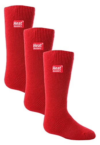 HEAT HOLDERS Kinder Thermosocken für Gummistiefel 3er Pack Jungen Mädchen Warm Thermo Socken für Winter (34-39, Rot) von HEAT HOLDERS