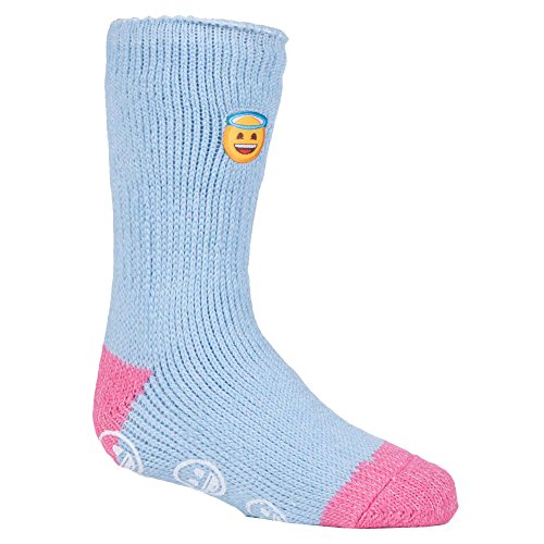 HEAT HOLDERS - Kinder jungen mädchen emoji abs anti rutsch winter warm thermo socken (27-30 eur 9-12 uk, Emoji Angel Face) von HEAT HOLDERS