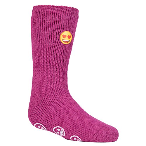 HEAT HOLDERS - Kinder jungen mädchen emoji abs anti rutsch winter warm thermo socken (27-30 eur 9-12 uk, Emoji Heart Face) von HEAT HOLDERS