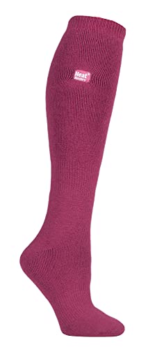 HEAT HOLDERS Lite - Damen 1.6 TOG Winter Warme Gestreift Extra Lang Leicht Dünn Kniestrümpfe Thermo Socken (37-42, Himbeere) von HEAT HOLDERS