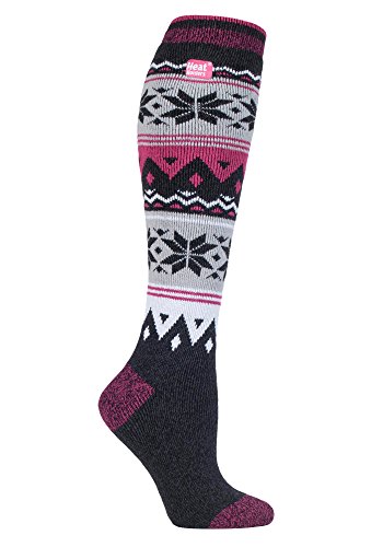 HEAT HOLDERS Lite - Damen 1.6 TOG Winter Warme Gestreift Extra Lang Leicht Dünn Kniestrümpfe Thermo Socken (37-42, Marton) von HEAT HOLDERS