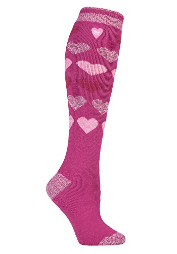 HEAT HOLDERS Lite - Damen 1.6 TOG Winter Warme Gestreift Extra Lang Leicht Dünn Kniestrümpfe Thermo Socken (37-42, Shaw) von HEAT HOLDERS