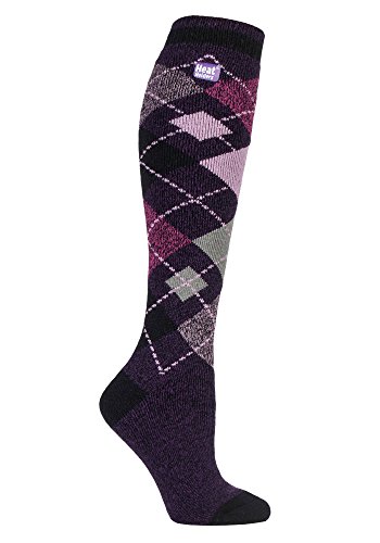 Heat Holders Lite - Damen 1.6 TOG Winter Warme Gestreift Extra Lang Leicht Dünn Kniestrümpfe Thermo Socken (37-42, Sherwood) von Heat Holders