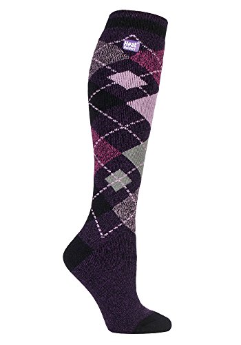 HEAT HOLDERS Lite - Damen 1.6 TOG Winter Warme Gestreift Extra Lang Leicht Dünn Kniestrümpfe Thermo Socken (37-42, Sherwood) von HEAT HOLDERS