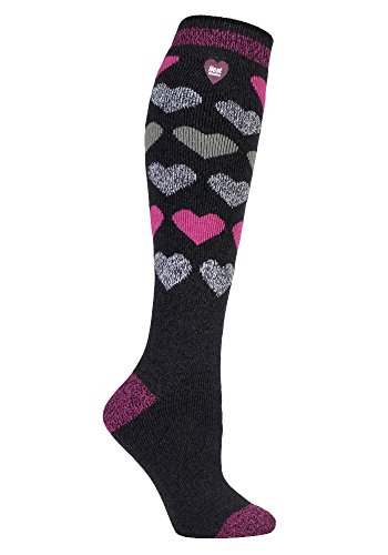 HEAT HOLDERS Lite - Damen 1.6 TOG Winter Warme Gestreift Extra Lang Leicht Dünn Kniestrümpfe Thermo Socken (37-42, Sutton) von HEAT HOLDERS