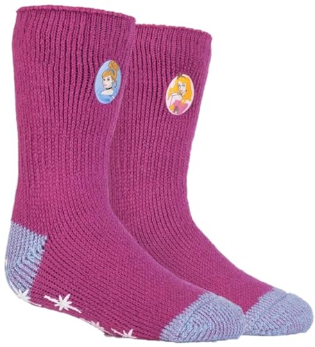 HEAT HOLDERS Mädchen 1 Paar Wärme Halter Disney Princess Slipper Socken mit Grip Rosa 12,5-3,5 Mädchen von HEAT HOLDERS