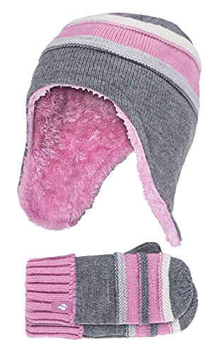 HEAT HOLDERS - Mädchen Winter Warme Sanft Hut und Fäustlinge (3-6 Jahre, kieselgrau) von HEAT HOLDERS