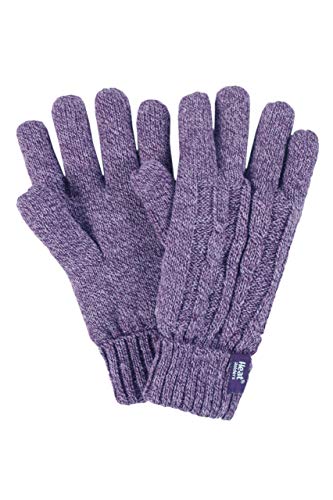 HEAT HOLDERS Neu! Womens Wärmehalter Weaver Thermal-Handschuhe mit Zopfmuster (Large/Extra Large, Lila) von HEAT HOLDERS