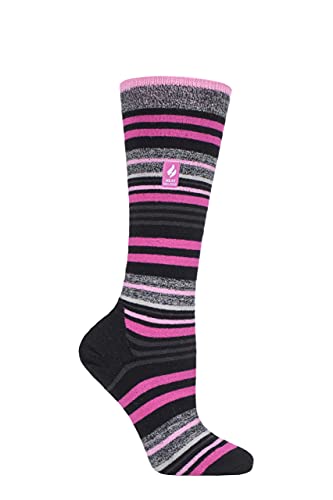 HEAT HOLDERS SOCKSHOP Damen 1.0 TOG Apres Ski Ultra Lite Ski Socken Packung 1 Schwarz Streifen 37-42 von HEAT HOLDERS