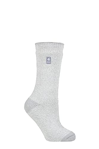 HEAT HOLDERS SOCKSHOP Damen 1.6 TOG Lite Gemustert und gestreift Thermische Socken Packung 1 (37-42, Venice Ferse & Zehe Silber Grau) von HEAT HOLDERS