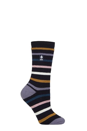 HEAT HOLDERS SOCKSHOP Damen 1.6 TOG Lite Gemustert und gestreift Thermische Socken Packung 1 Annika Marine 37-42 von HEAT HOLDERS