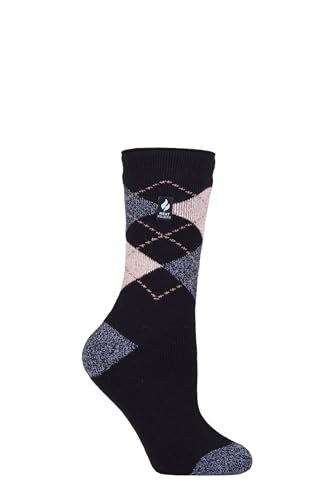 HEAT HOLDERS SOCKSHOP Damen 1.6 TOG Lite Gemustert und gestreift Thermische Socken Packung 1 Cali Marine/Orchidee 37-42 von HEAT HOLDERS