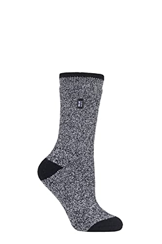 HEAT HOLDERS SOCKSHOP Damen 1.6 TOG Lite Gemustert und gestreift Thermische Socken Packung 1 Twist Schwarz/Hellgrau 37-42 von HEAT HOLDERS