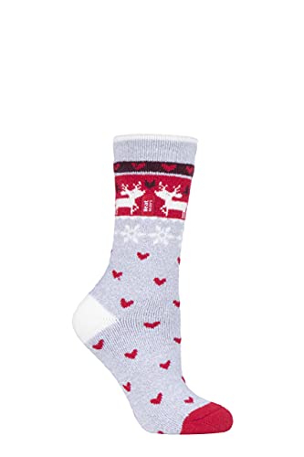 HEAT HOLDERS SOCKSHOP Damen 1.6 TOG Lite Weihnachtssocken Packung 1 Rentier 37-42 von HEAT HOLDERS