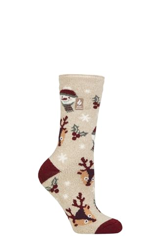 HEAT HOLDERS SOCKSHOP Damen 1.6 TOG Lite Weihnachtssocken Packung 1 Verschneite Weihnachten 37-42 von HEAT HOLDERS