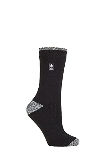 HEAT HOLDERS SOCKSHOP Damen 2.3 TOG Gemustert Thermische Socken Packung 1 (37-42, Prague Ferse & Zehe Schwarz/Weiß) von HEAT HOLDERS