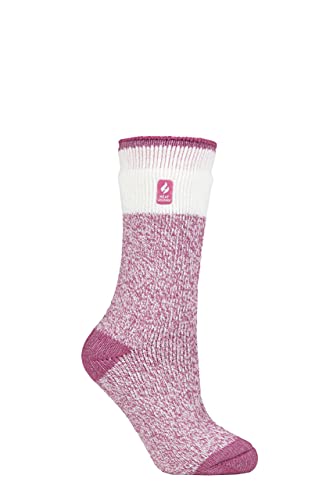 HEAT HOLDERS SOCKSHOP Damen 2.3 TOG Gemustert Thermische Socken Packung 1 (37-42, Schneeglöckchen Block Twist Rosa) von HEAT HOLDERS