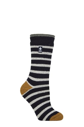 HEAT HOLDERS SOCKSHOP Damen 2.3 TOG Gemustert Thermische Socken Packung 1 Amara Marine/Senf 37-42 von HEAT HOLDERS
