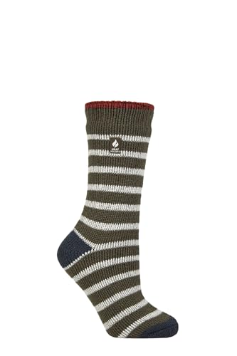 HEAT HOLDERS SOCKSHOP Damen 2.3 TOG Gemustert Thermische Socken Packung 1 Amara Olive/Blauer Saphir 37-42 von HEAT HOLDERS