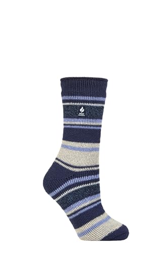 HEAT HOLDERS SOCKSHOP Damen 2.3 TOG Gemustert Thermische Socken Packung 1 Calanda Multi Streifen Dämmerungsblau 37-42 von HEAT HOLDERS