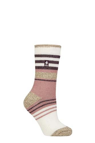 HEAT HOLDERS SOCKSHOP Damen 2.3 TOG Gemustert Thermische Socken Packung 1 Cherith Creme/Stummgeschaltet Koralle 37-42 von HEAT HOLDERS