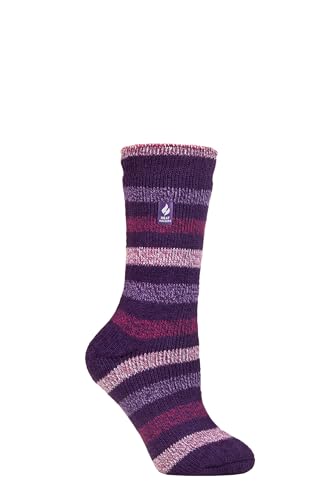 HEAT HOLDERS SOCKSHOP Damen 2.3 TOG Gemustert Thermische Socken Packung 1 Delamere Streifen Lila 37-42 von HEAT HOLDERS