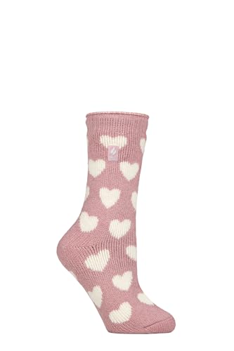 HEAT HOLDERS SOCKSHOP Damen 2.3 TOG Gemustert Thermische Socken Packung 1 Deutlich Herz Ballerina-Rosa 37-42 von HEAT HOLDERS
