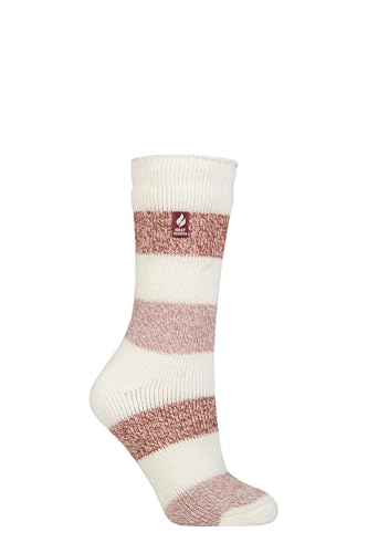 HEAT HOLDERS SOCKSHOP Damen 2.3 TOG Gemustert Thermische Socken Packung 1 Neve Creme/Stummgeschaltet Koralle 37-42 von HEAT HOLDERS