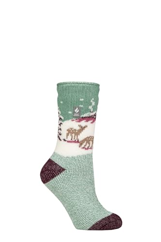 HEAT HOLDERS SOCKSHOP Damen 2.3 TOG Gemustert Thermische Socken Packung 1 Rehkitzlandschaft Salbeigrün 37-42 HEAT HOLDERS SOCKSHOP Damen 2.3 TOG Gemustert Thermische Socken Packung 1 Rehkitzlandschaft Salbeigrün 37-42 von HEAT HOLDERS