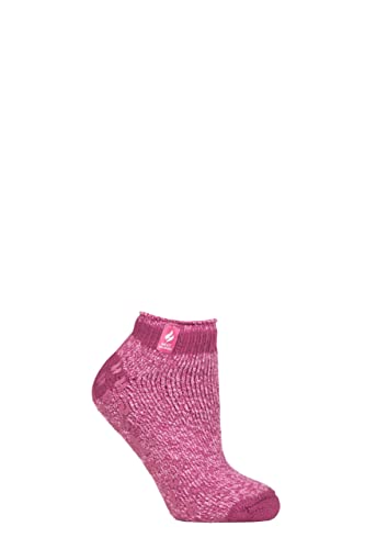 HEAT HOLDERS SOCKSHOP Damen 2.3 TOG Gemustert und gestreift Knöchel Hausschuhe Socken Packung 1 (37-42, Pisa Gedämpftes Rosa, von HEAT HOLDERS