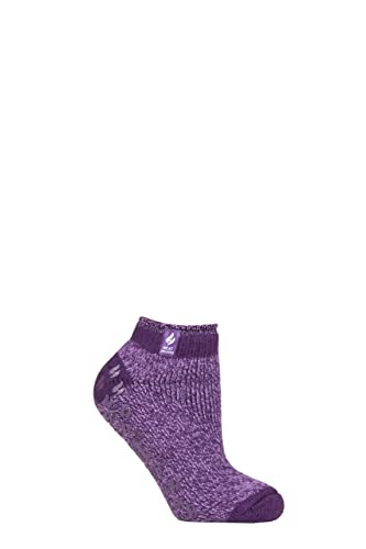 HEAT HOLDERS SOCKSHOP Damen 2.3 TOG Gemustert und gestreift Knöchel Hausschuhe Socken Packung 1 (37-42, Pisa Violett, von HEAT HOLDERS