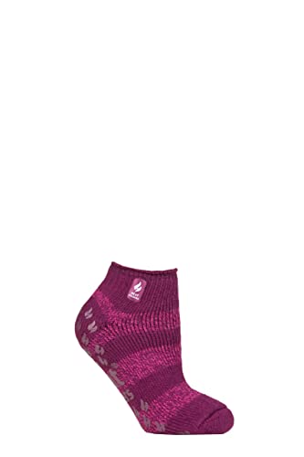 HEAT HOLDERS SOCKSHOP Damen 2.3 TOG Gemustert und gestreift Knöchel Hausschuhe Socken Packung 1 (37-42, Valencia Tiefes Fuchsia/Beere, von HEAT HOLDERS