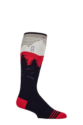 HEAT HOLDERS SOCKSHOP Herren 1.0 TOG Slalom Abenteuer Ultra Lite Skisocken Packung 1 (DE/NL/SE/PL, Numerisch, 39, 45, Regular, Regular, Berglandschaft Marine) von HEAT HOLDERS